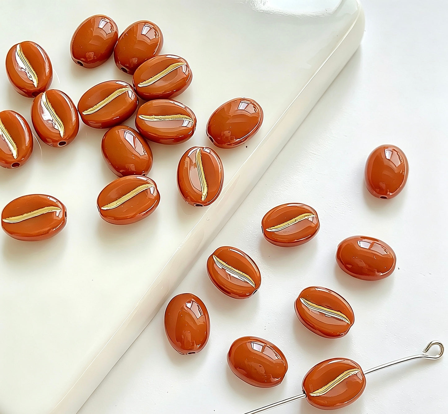 Czech Glass Coffee Bean Beads, 3D Faceted Espresso Shape Loose Spacer Beads for Jewelry Making, DIY Necklace Bracelet Earrings Supplies