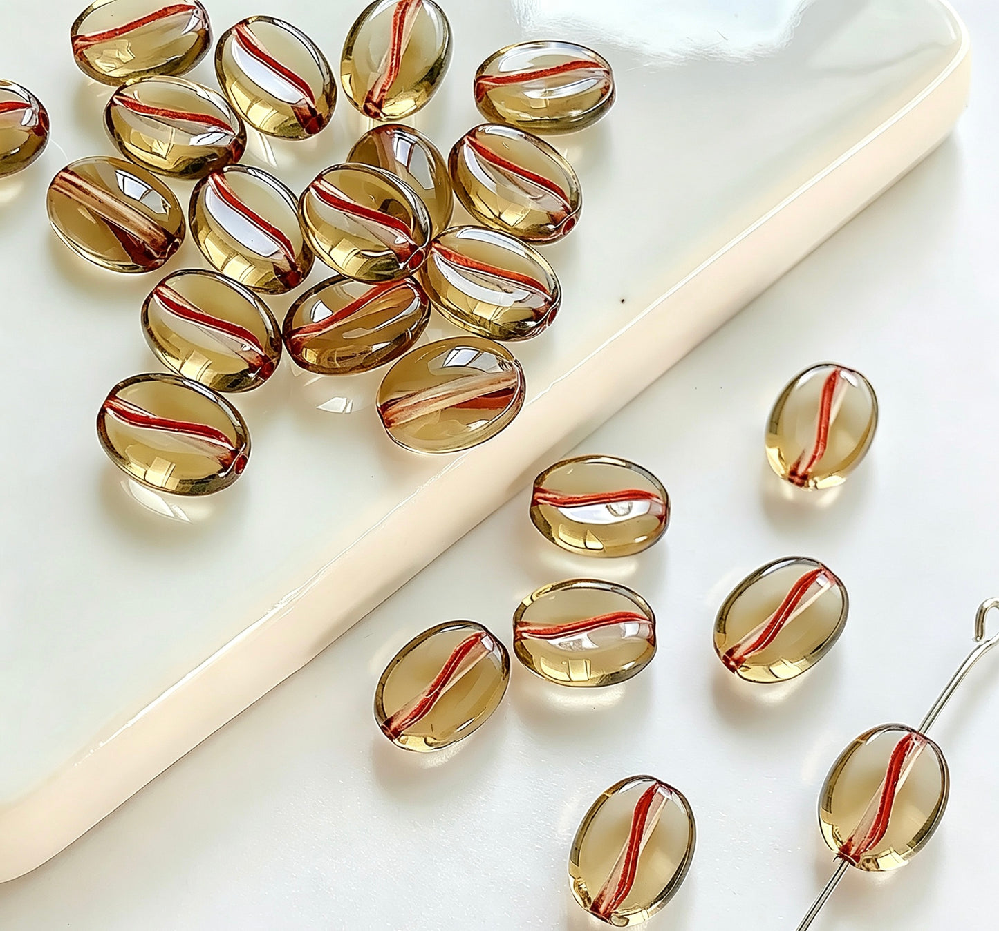 Czech Glass Coffee Bean Beads, 3D Faceted Espresso Shape Loose Spacer Beads for Jewelry Making, DIY Necklace Bracelet Earrings Supplies