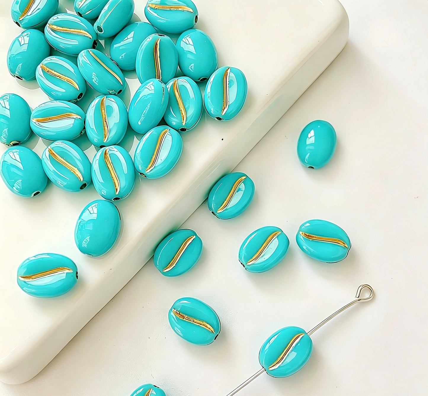 Czech Glass Coffee Bean Beads, 3D Faceted Espresso Shape Loose Spacer Beads for Jewelry Making, DIY Necklace Bracelet Earrings Supplies
