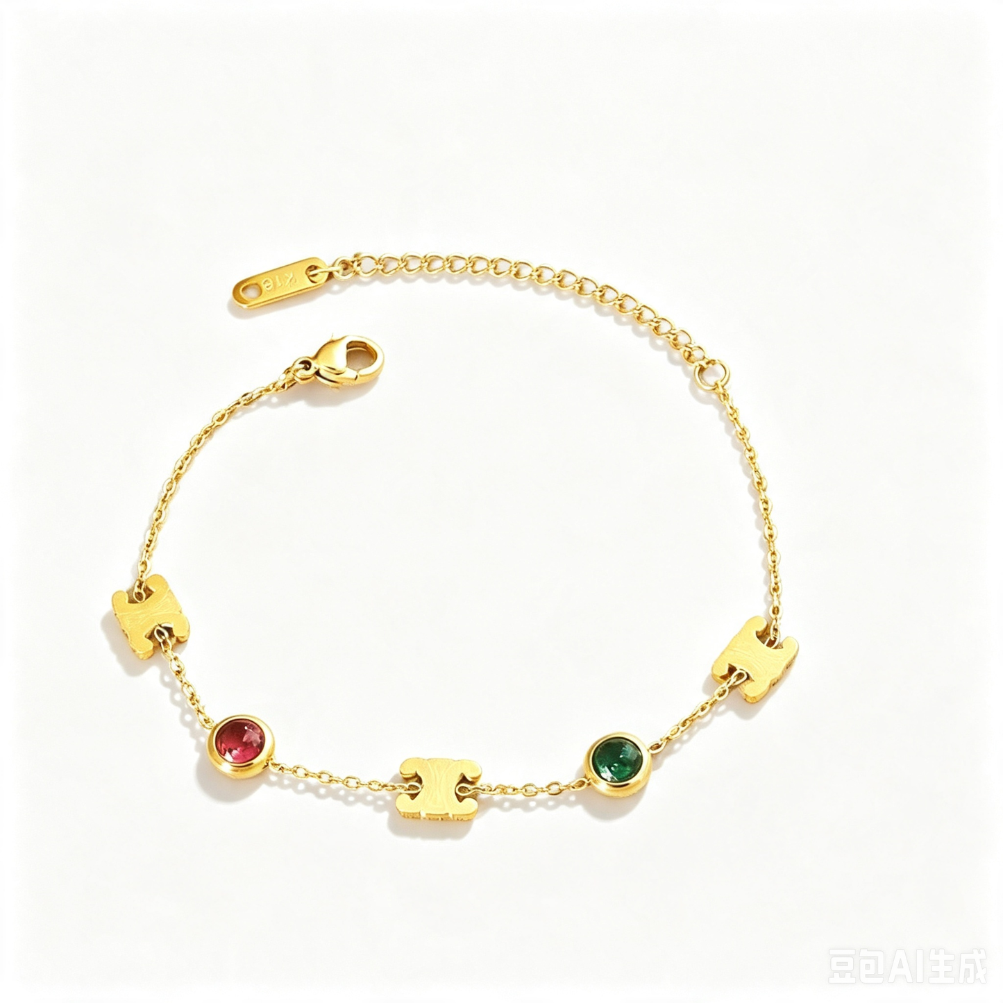 Double C Multicolor Zircon Bracelet, Stainless Steel Bracelet for Women