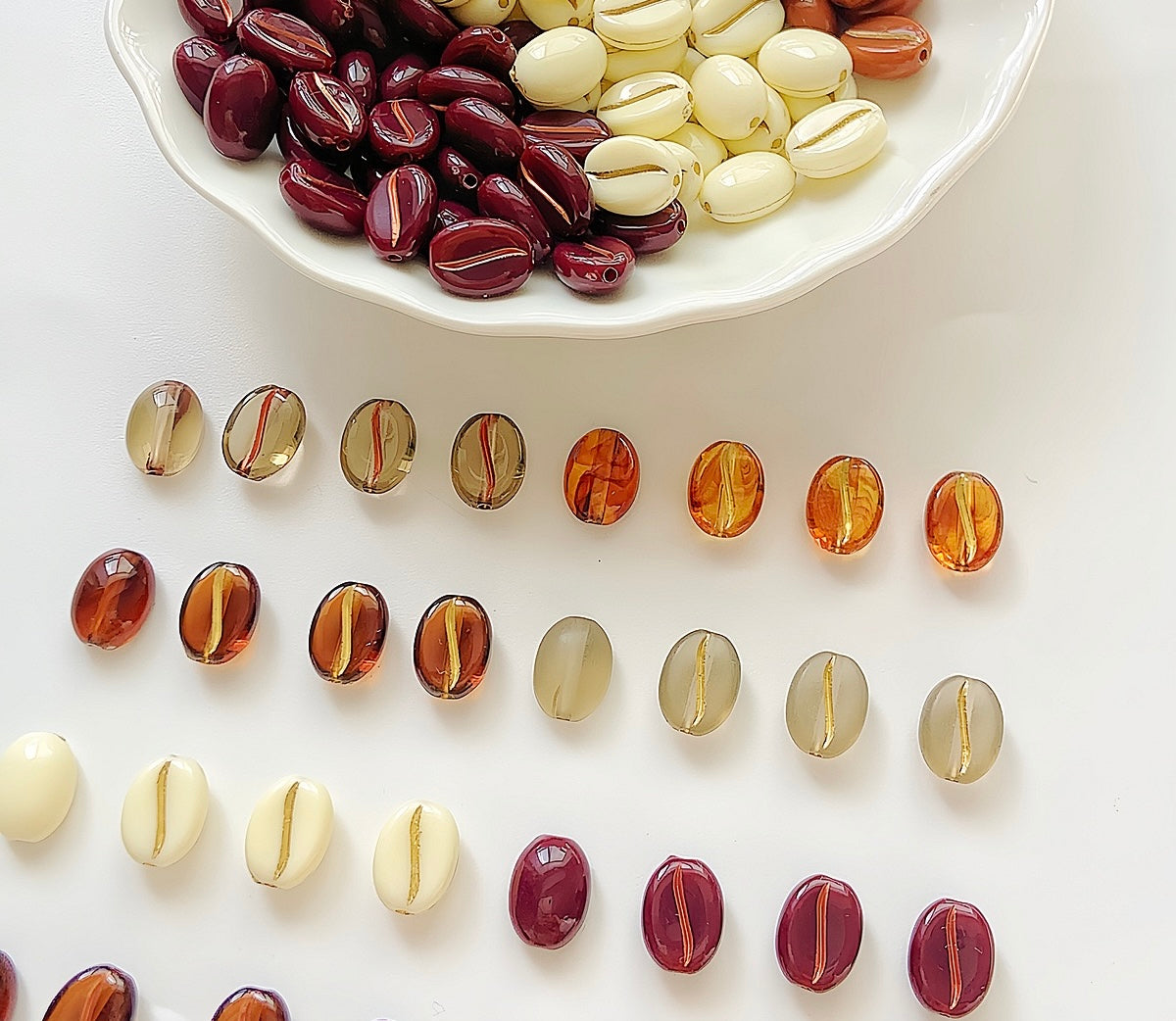 Czech Glass Coffee Bean Beads, 3D Faceted Espresso Shape Loose Spacer Beads for Jewelry Making, DIY Necklace Bracelet Earrings Supplies
